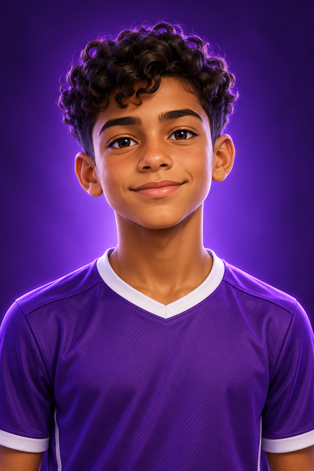 Personagem ilustrado de atleta juvenil de 13 anos, criado por IA